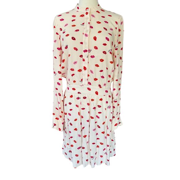 Zadig & Voltaire Refla Lip Print Crepe‎ Mini Dress Size Medium - Picture 2 of 9